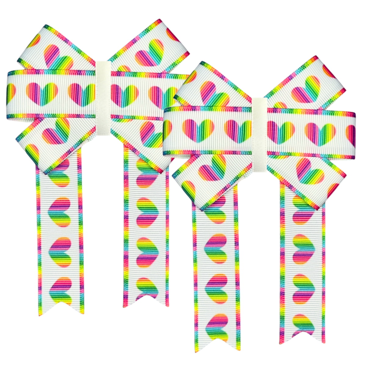 Rainbow Hearts Front Bows