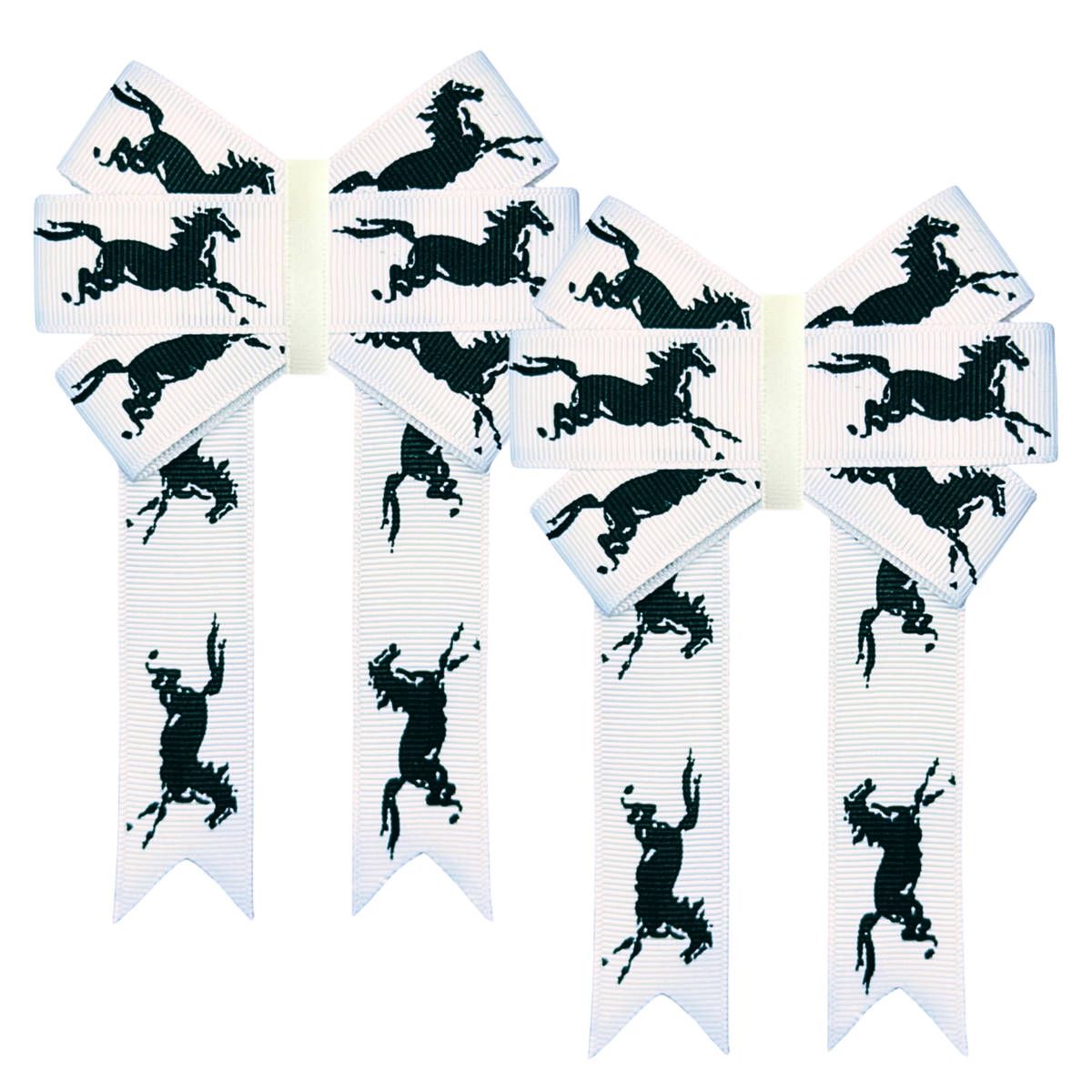 White with Black Horses Front Bows