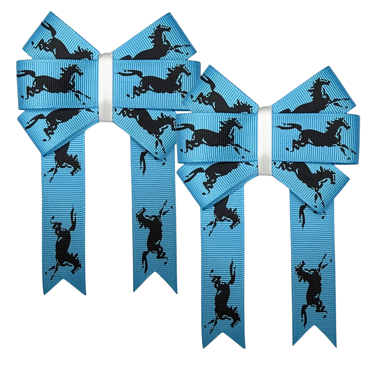Blue with Black Horses Front Bows