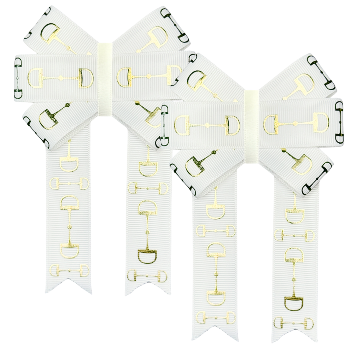 White with Gold Bits Front Bows